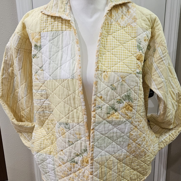 Handmade Jackets & Blazers - Handmade Patchwork Quilted Women's Top - Yellow and White